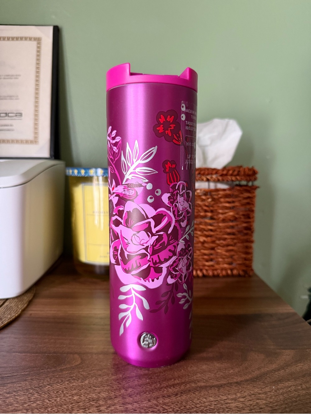 Starbucks Pink Floral Stainless Steel Travel Tumbler